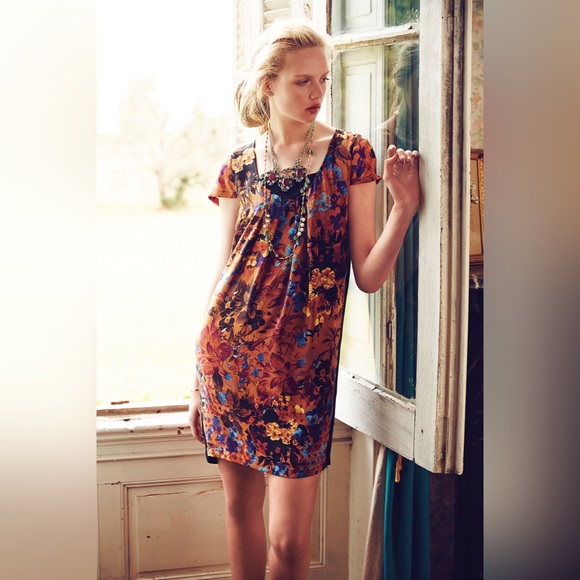 Anthro Maeve 100% Silk Pintura Watercolor Shift M - Picture 1 of 8